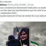 Dans son tweet, la Suisse "condamne fermement" l'exécution de trois hommes en Iran.
